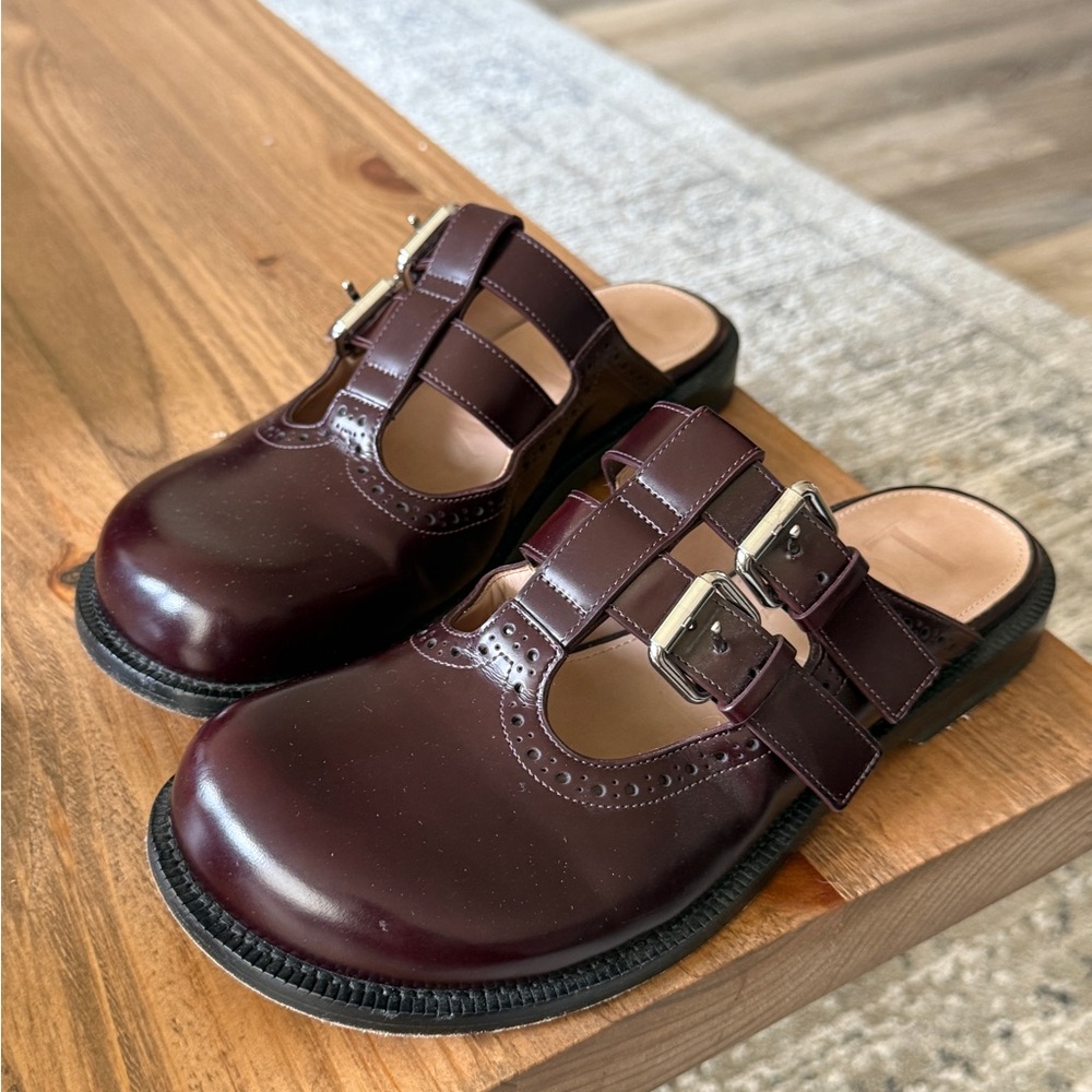 Loewe Burgundy Leather mules Campo Mary Jane